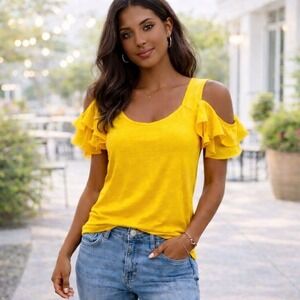 Yellow Cold Shoulder Top LG